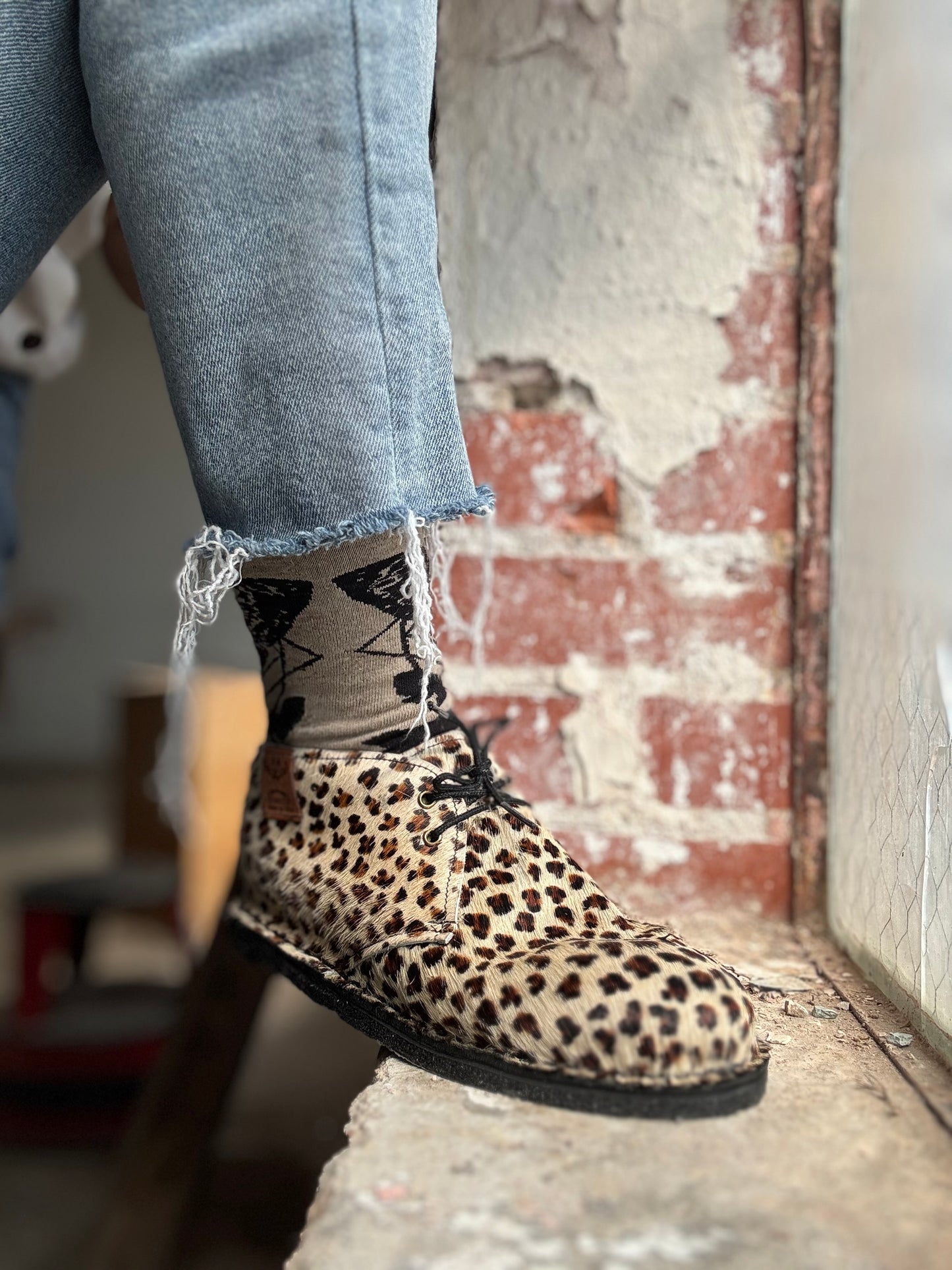 Dimovi Desert Boots - Baby Jaguar Fuzzy Leather