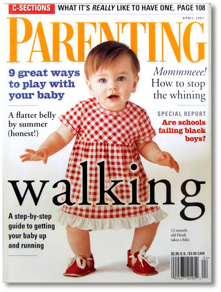 Baby booties on the cover of Parenting